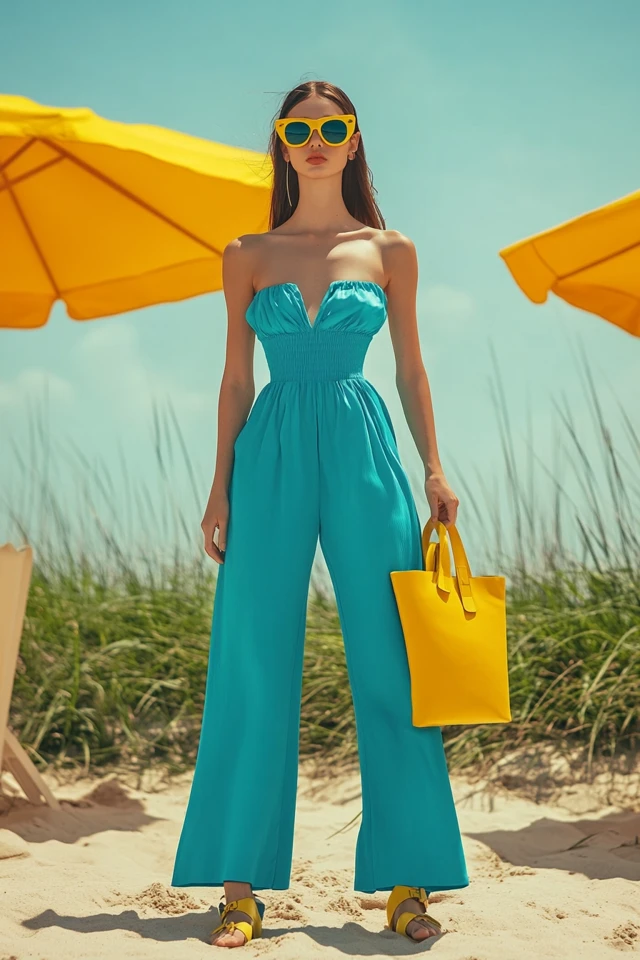 Aqua Blue and Bright Yellow Pairings for Beach Looks - photo 4
