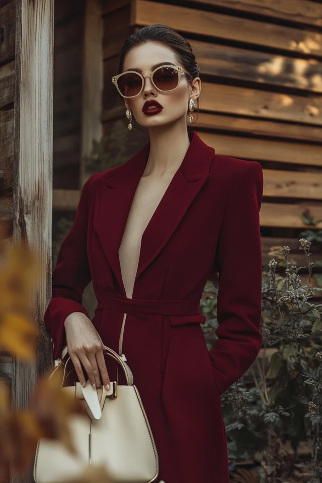 How to Style Deep Wine Red with Cream Accessories - photo 5