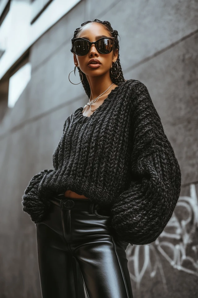 Leather and Knit Sweaters for Edgy Streetwear - photo 5
