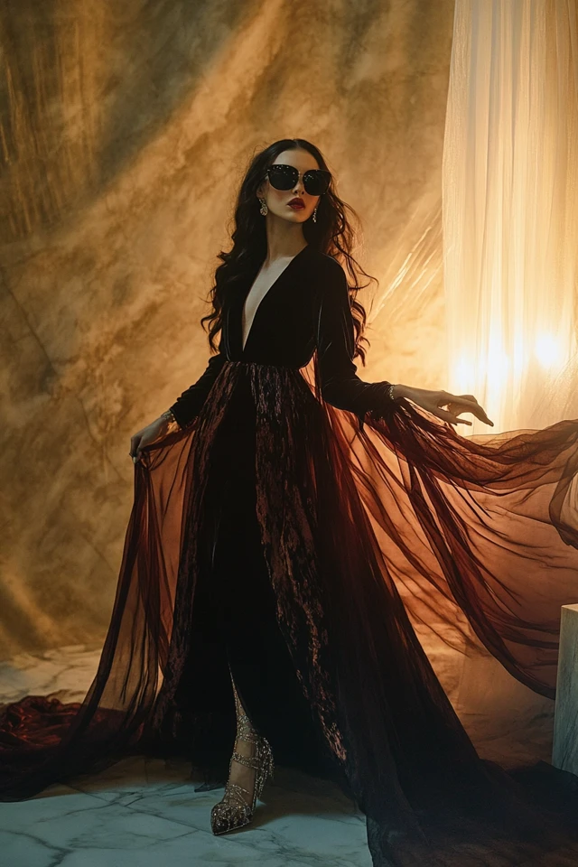 Mixing Velvet and Chiffon for Statement Gowns - photo 5