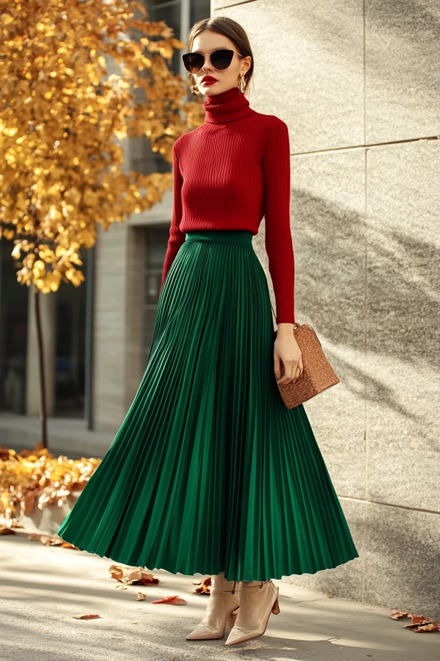 Pleated Midi Skirts in Jewel Tones for Fall - photo 5