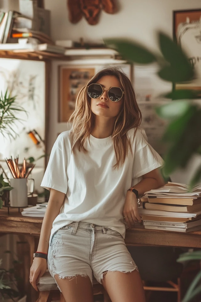 Relaxed Study Session Styles with Oversized Tees - photo 5