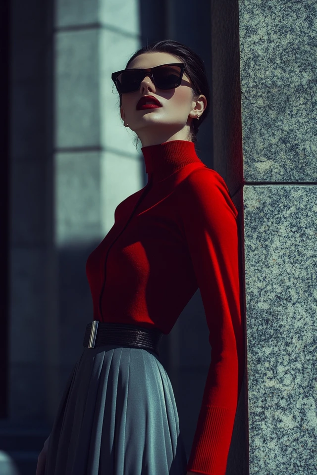 Mixing Deep Red and Cool Grey in Workwear Dresses: A Guide to Sophisticated Office Style - photo 6