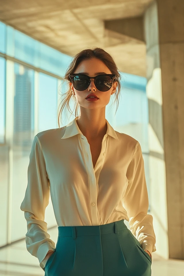 Teal and Off-White in Modern Work Blouses: Elevate Your Office Wardrobe - photo 5