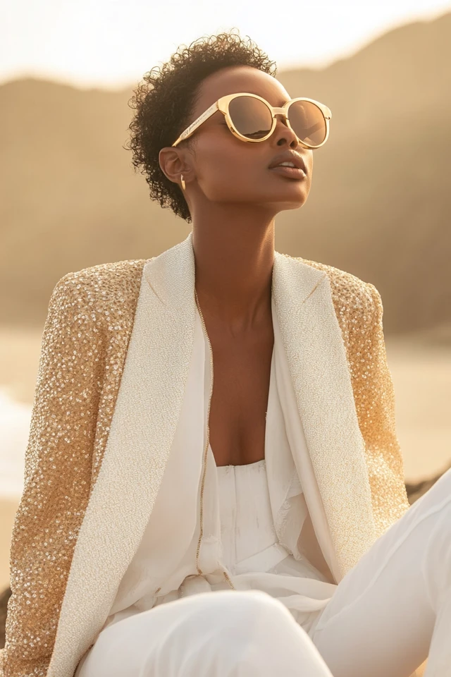 Gold and White Outfits for Beach Weddings: Effortless Elegance by the Sea - photo 5