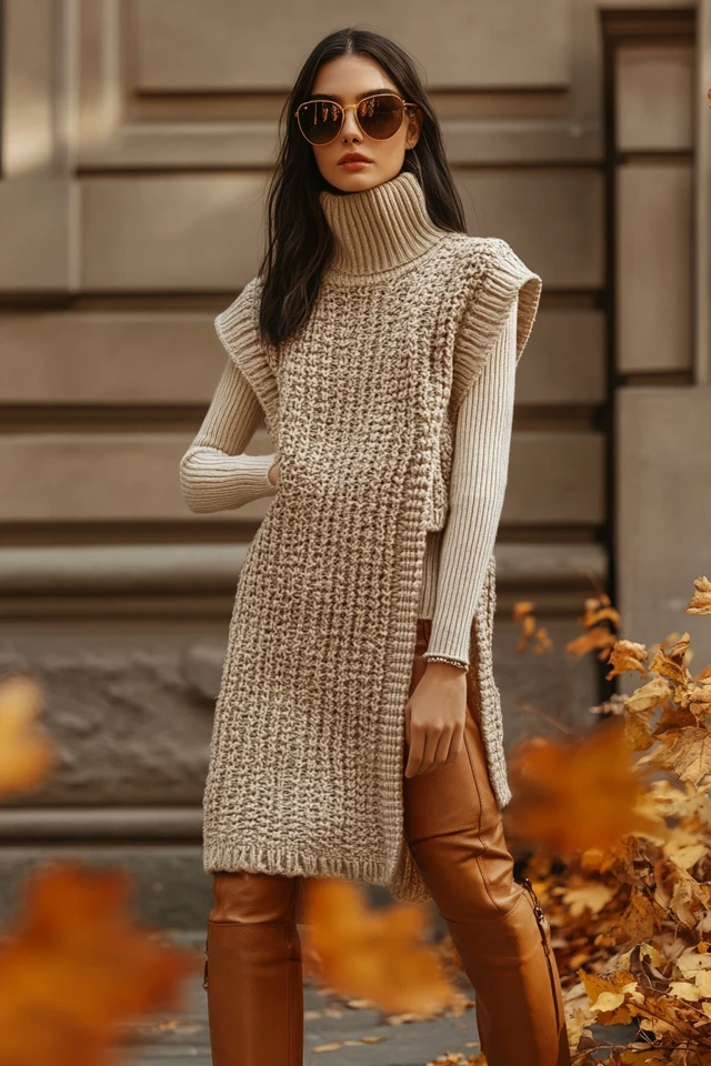 Knit Vest Dresses with Knee-High Boots for Fall - photo 5
