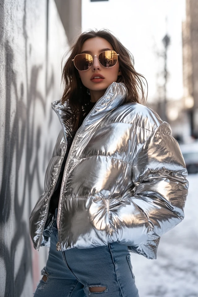 Metallic Puffer Jackets for Winter Street Style - photo 5