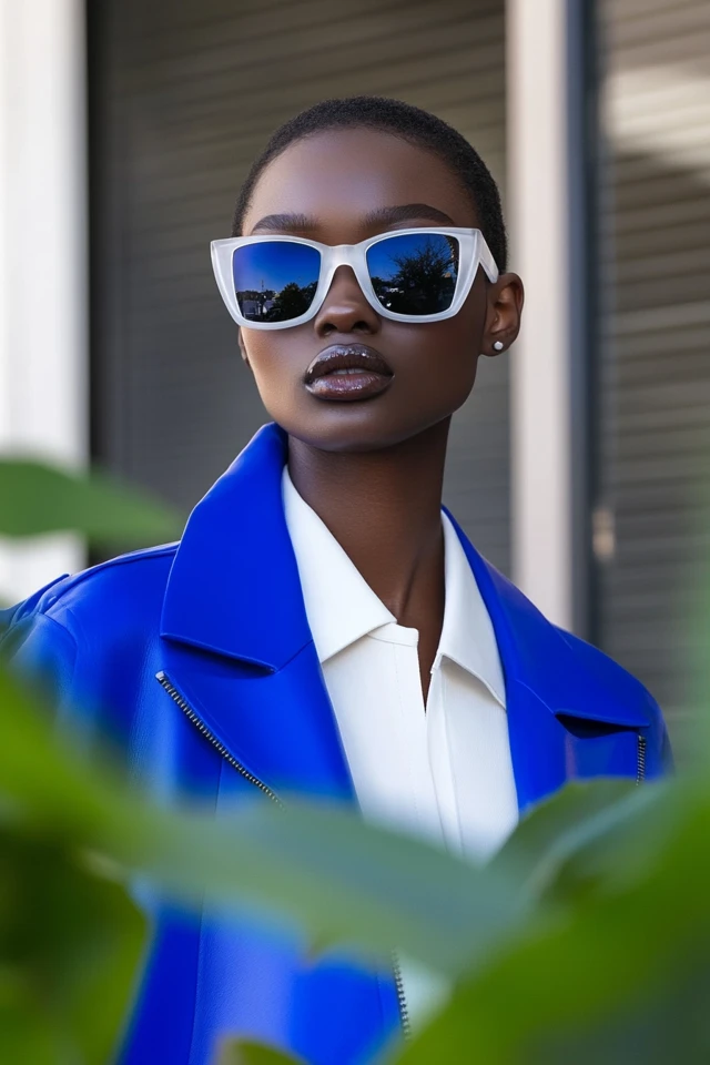 Mixing Cool White and Bold Cobalt in Statement Jackets - photo 5