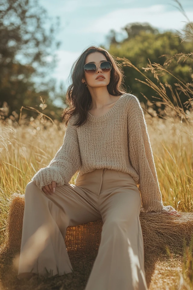 Wide-Leg Pants with Light Sweaters for Spring Comfort: Relaxed, Versatile, and Stylish - photo 5