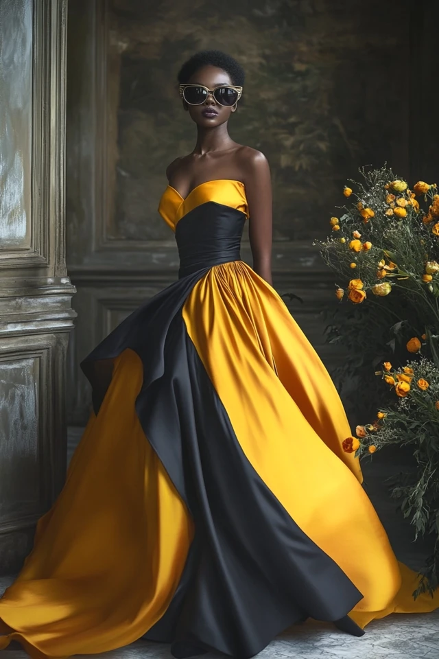 Vibrant Yellow and Charcoal Grey: Styling Bold Evening Dresses That Turn Heads