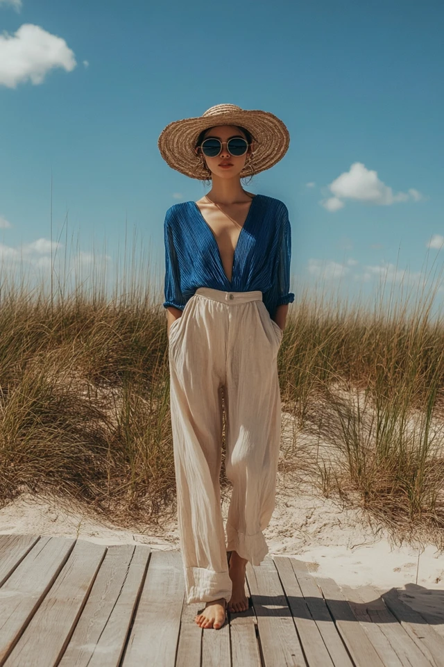 Neutral Beige and Cobalt Blue: Creating Relaxed and Effortless Summer Looks - photo 5