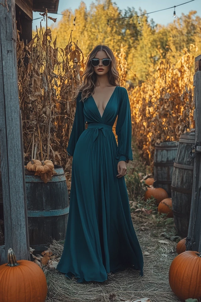 Rich Teal Dresses for Fall Harvest Festivals: A Vibrant and Seasonal Choice - photo 2
