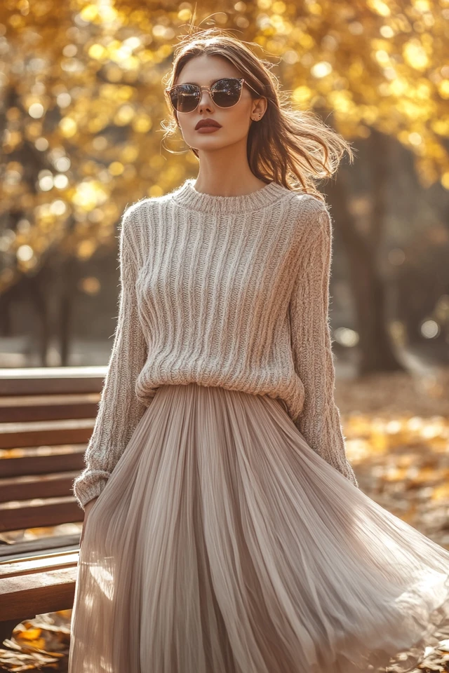 Chunky Knits and Chiffon in Cozy, Stylish Outfits: The Perfect Blend of Comfort and Elegance - photo 2