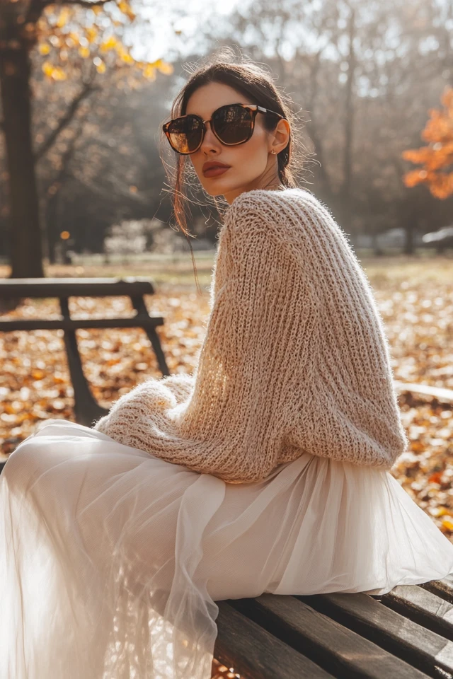 Chunky Knits and Sheer Fabrics in Layered Outfits - photo 2