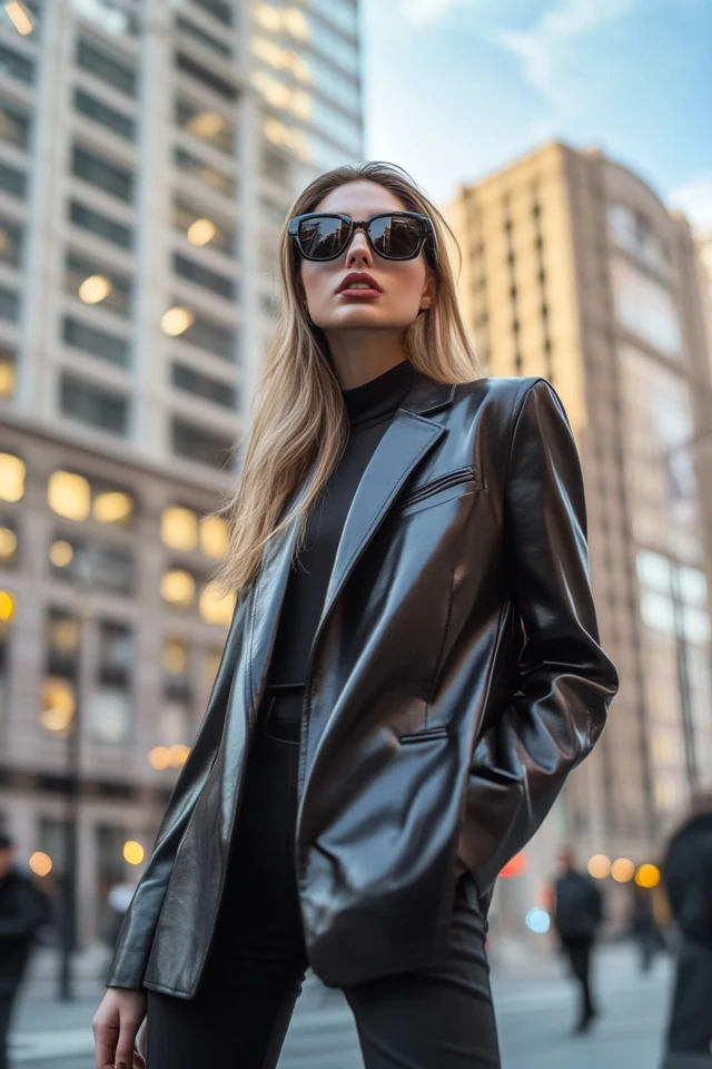 Faux Leather Blazers for Fall Power Looks - photo 2