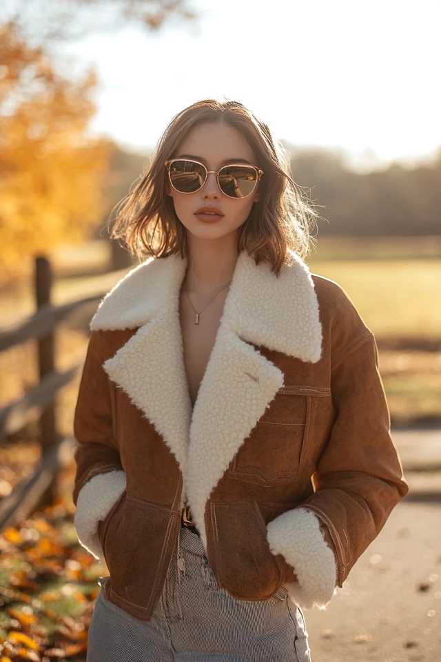Layered Shearling Jackets for Fall Coolness - photo 2