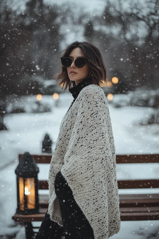 Oversized Knit Ponchos for Winter Cozy Looks - photo 2