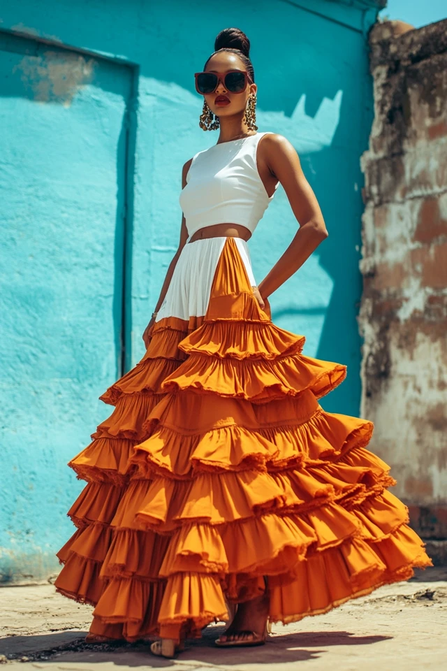 Tiered Maxi Skirts with High-Waist Fits - photo 2