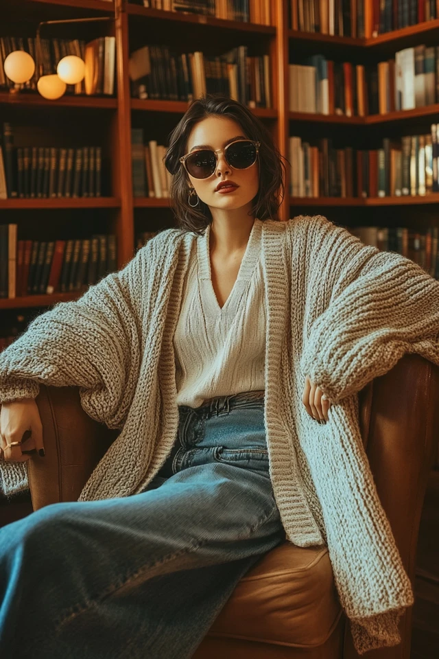 Casual Library Study Styles with Cardigans and Flats: Cozy Chic for Every Study Session - photo 2