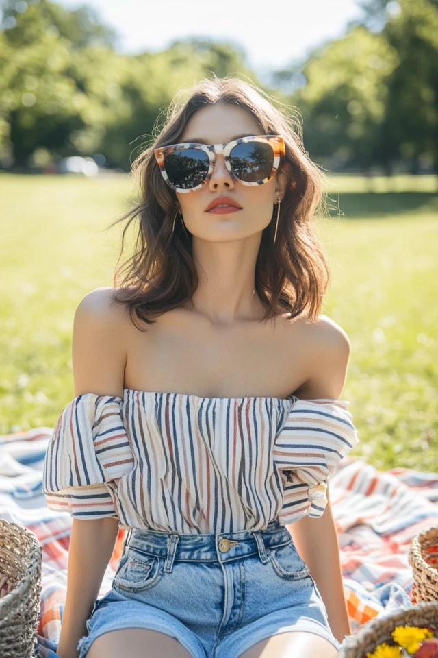 Casual Picnicking Styles with Denim and Stripes: Effortless Outfits for Outdoor Charm - photo 2