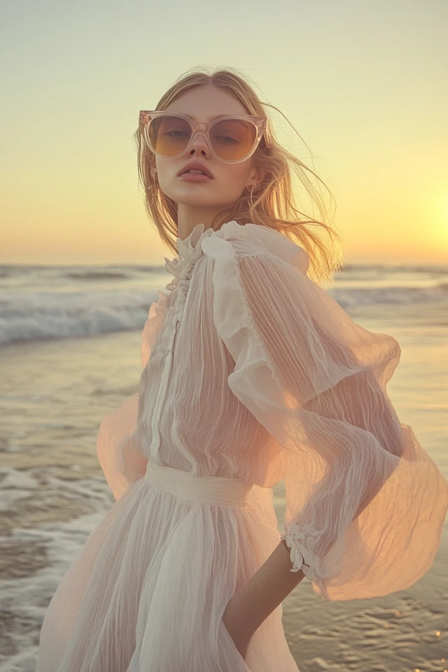 Romantic Walk Along the Beach Looks with Sheer Cover-Ups: Effortless Elegance for Coastal Moments - photo 2