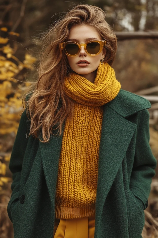 Golden Yellow and Deep Forest Green Pairings for Outerwear - photo 2