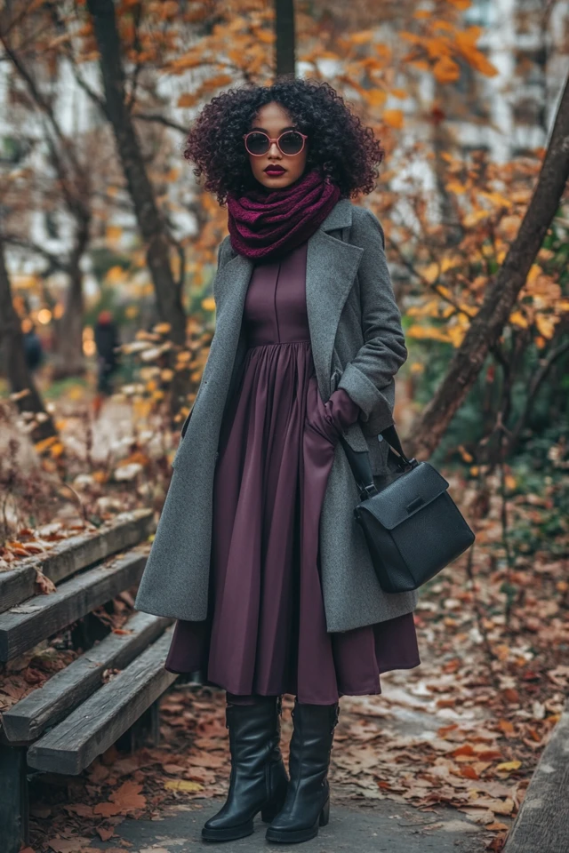 Grey and Plum Outfit Ideas for Cozy Fall Dresses - photo 2