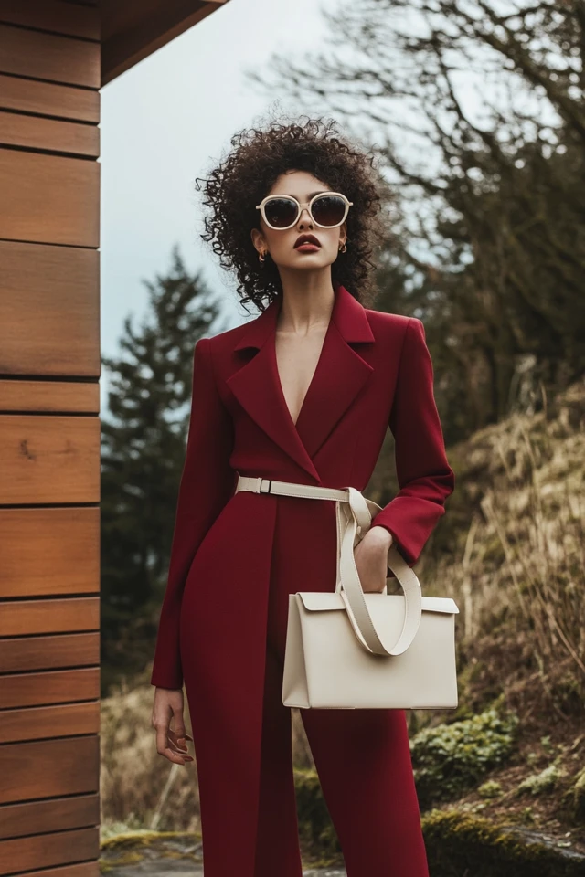 How to Style Deep Wine Red with Cream Accessories - photo 2