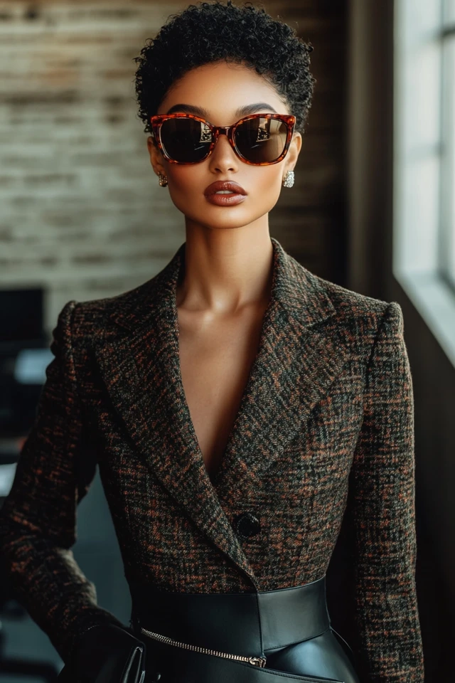 Mixing Tweed and Faux Leather in Modern Workwear - photo 2