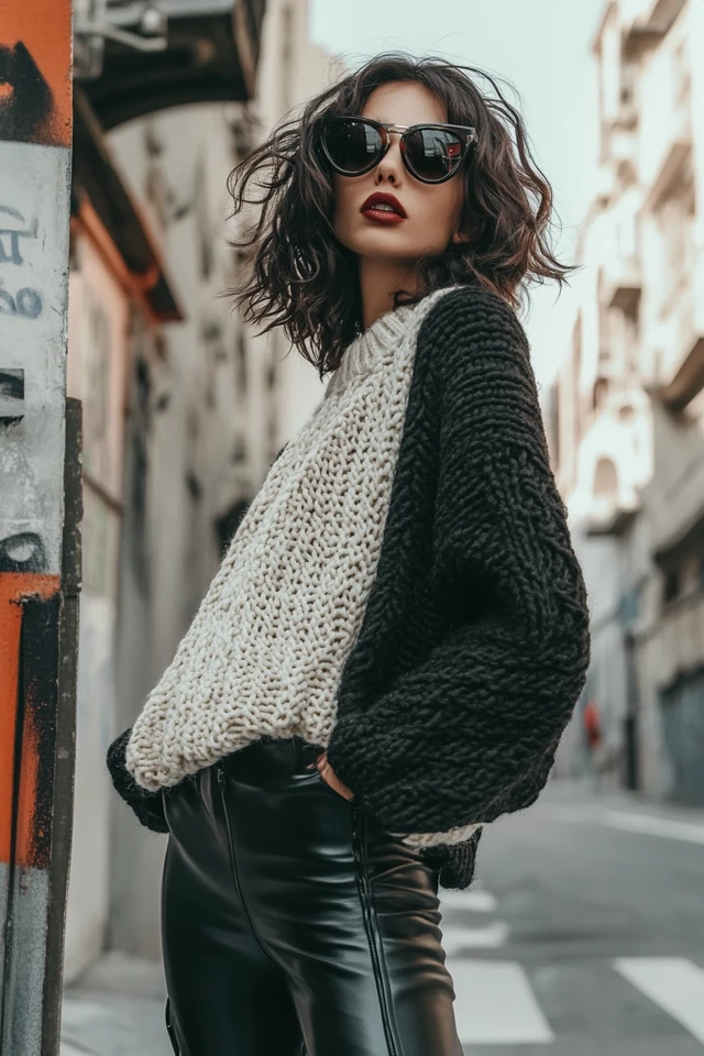 Leather and Knit Sweaters for Edgy Streetwear - photo 2