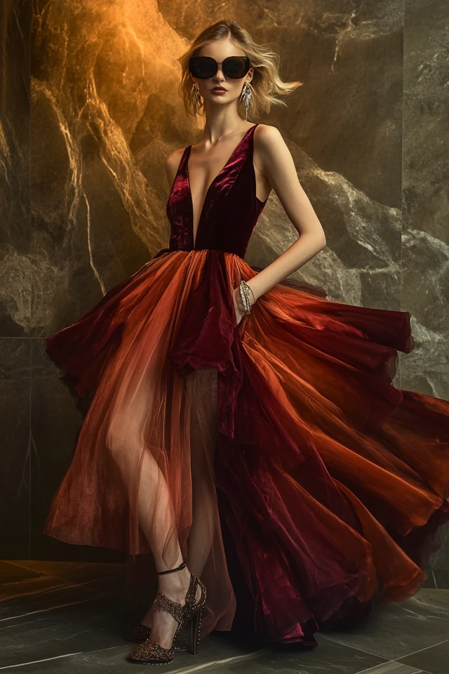 Mixing Velvet and Chiffon for Statement Gowns - photo 2