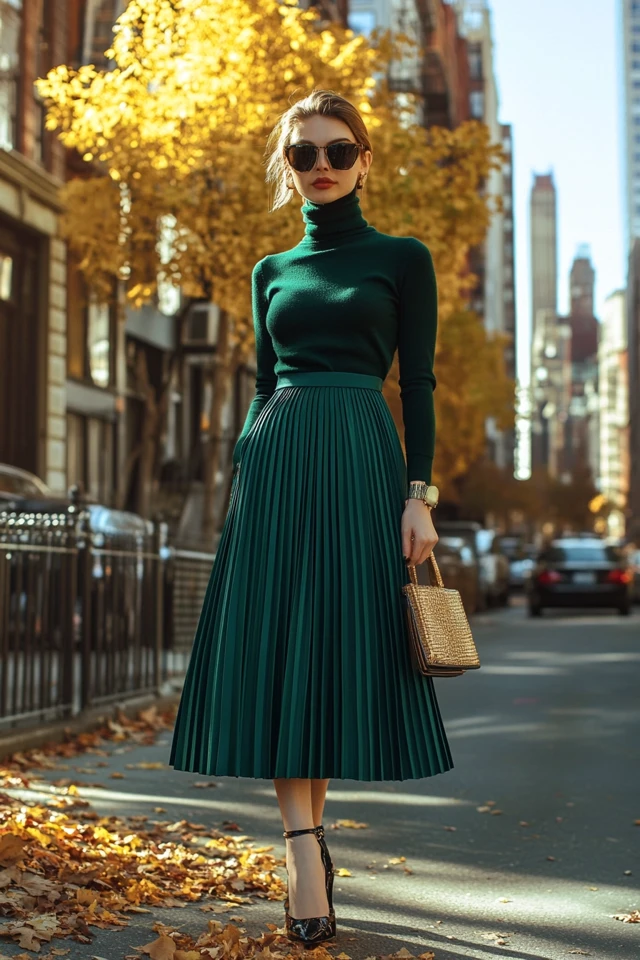 Pleated Midi Skirts in Jewel Tones for Fall - photo 2