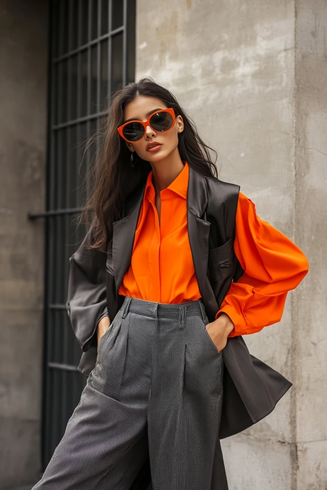 Bright Orange and Deep Charcoal in Eye-Catching Looks - photo 2