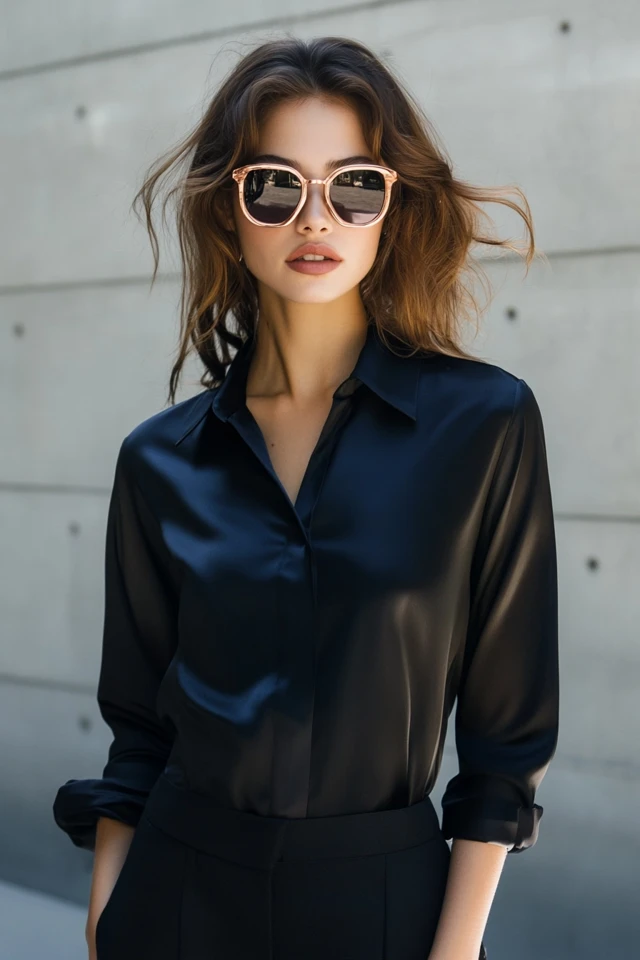 Navy and Rose Gold Blouses for a Modern Look - photo 2