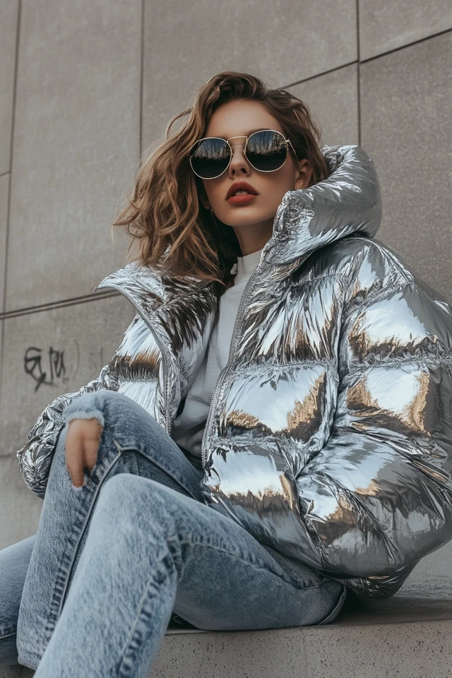 Metallic Puffer Jackets for Winter Street Style - photo 2