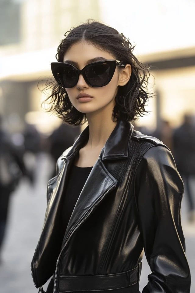 Cropped Leather Jackets with Sculpted Lines - photo 2