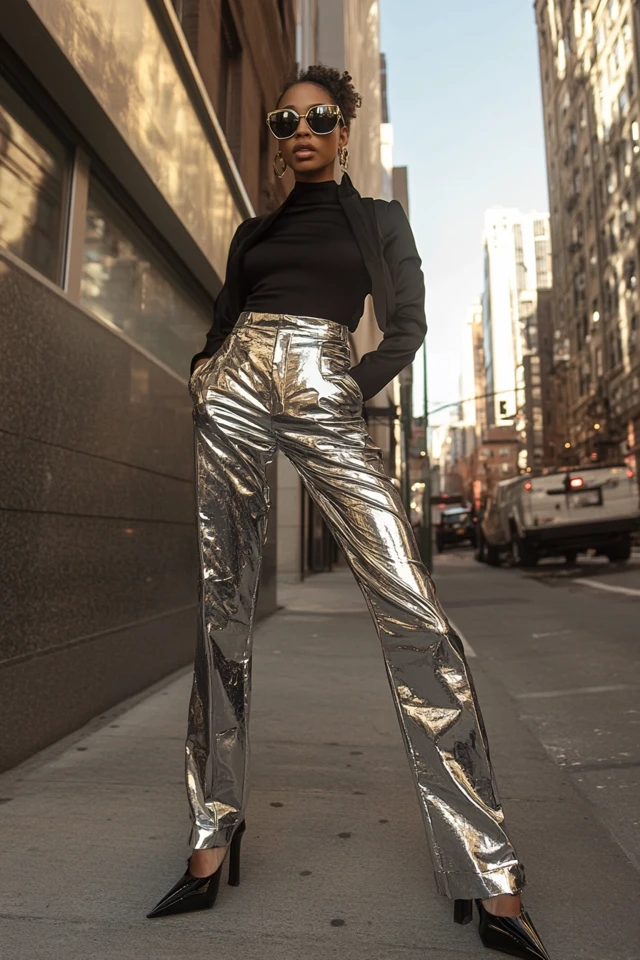 Shiny Metallic Pants for Winter Club Nights: Sparkle, Shine, and Stand Out - photo 2