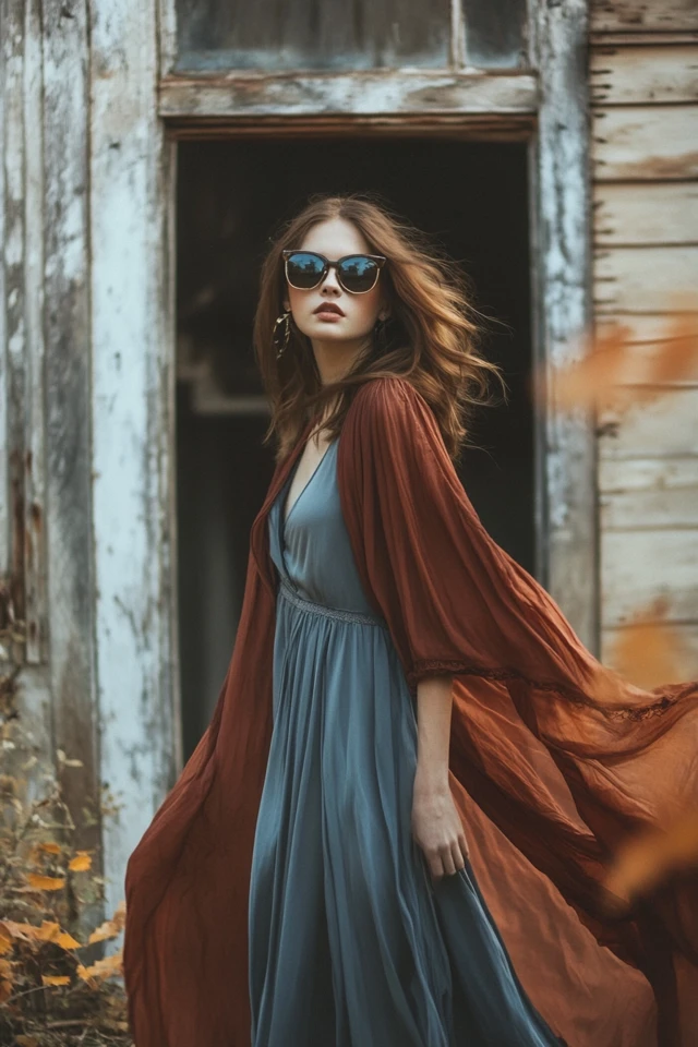 Dusty Blue and Burnt Orange Layers for Fall Dresses - photo 2