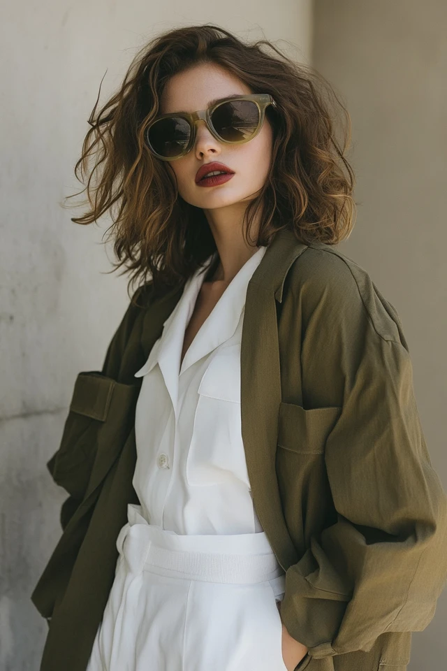 Crisp White and Soft Olive Outfits for Transitional Seasons - photo 2