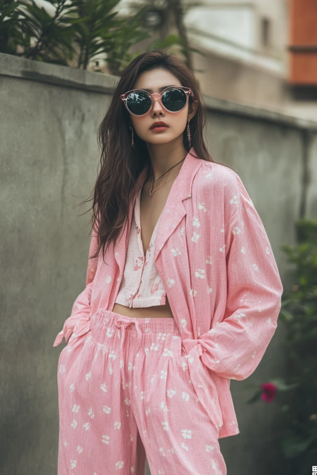 Monochrome Pink Outfits with Layered Textures - photo 2