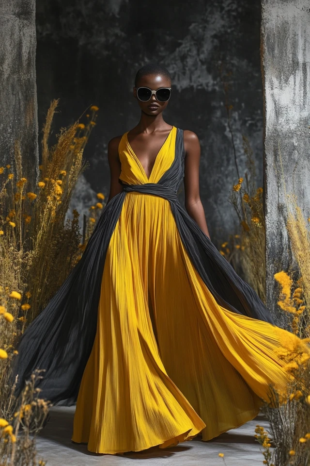 Vibrant Yellow and Charcoal Grey: Styling Bold Evening Dresses That Turn Heads - photo 2