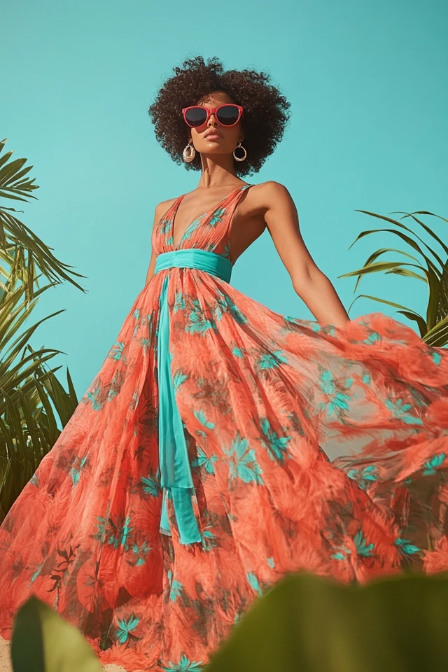 Mixing Coral and Teal in Fun Vacation Dresses - photo 2