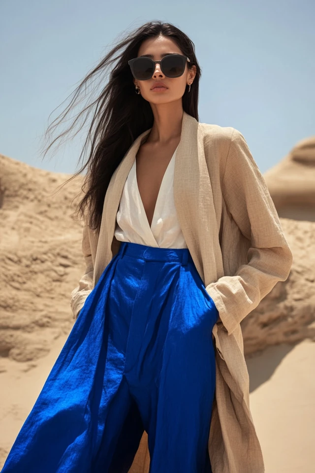 Neutral Beige and Cobalt Blue: Creating Relaxed and Effortless Summer Looks - photo 2