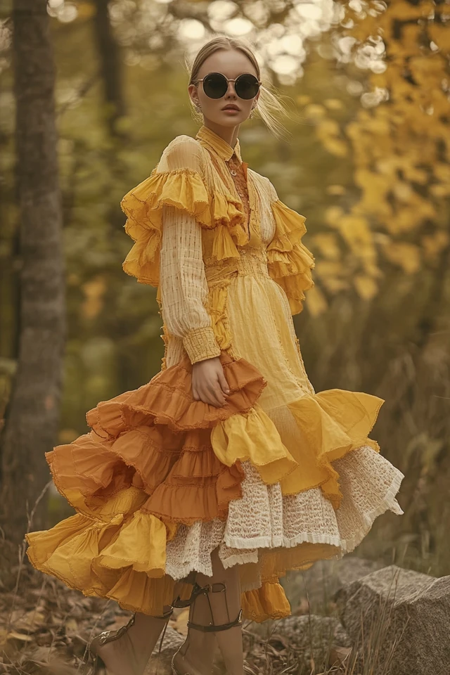 Light Yellow and Rust Layers for Fall Dresses: A Harmonious and Cozy Palette - photo 2