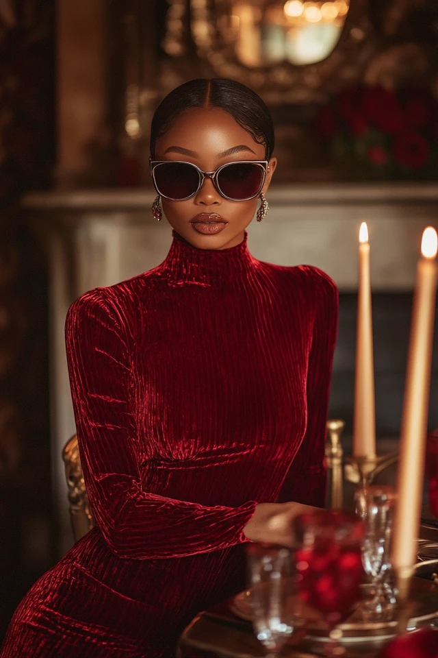 Bold Red Velvet Dresses for Romantic Dinners: Timeless Glamour and Passion - photo 2