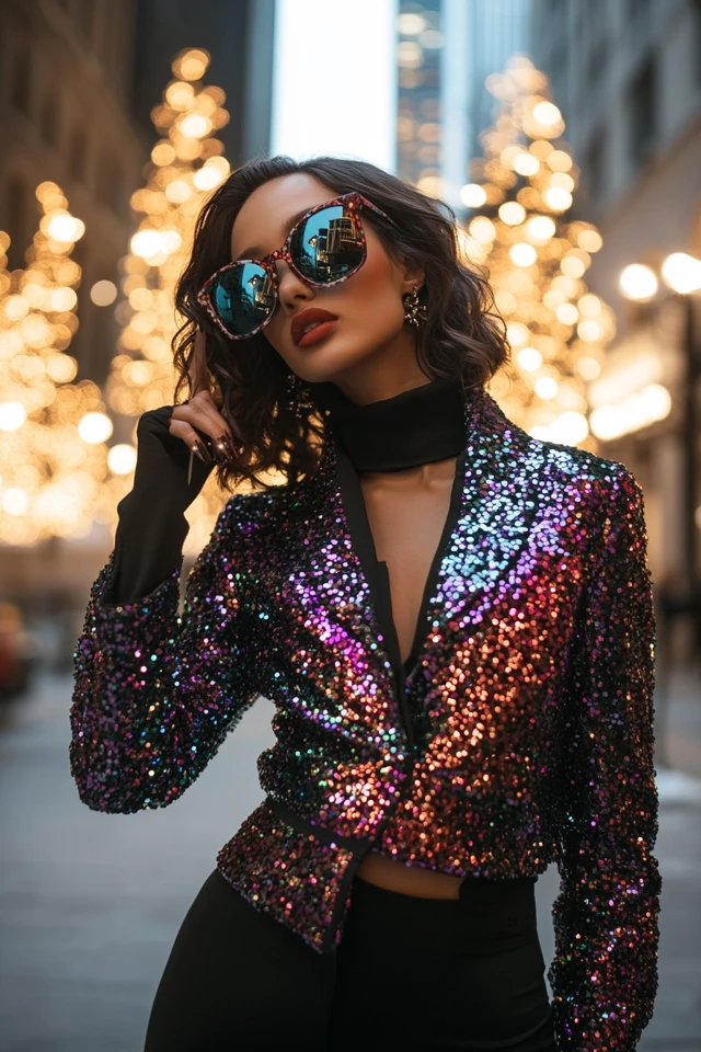 Edgy Sequin Jackets for Holiday Street Style Looks: Glam Meets Attitude - photo 6