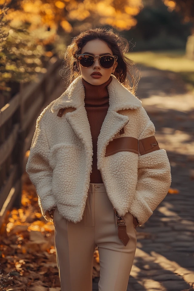 Layered Shearling Jackets for Fall Coolness - photo 6