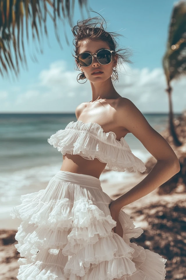 Romantic Ruffled Maxi Skirts for Vacation Looks - photo 2