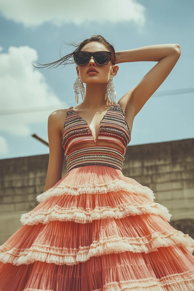 Tiered Maxi Skirts with High-Waist Fits - photo 6