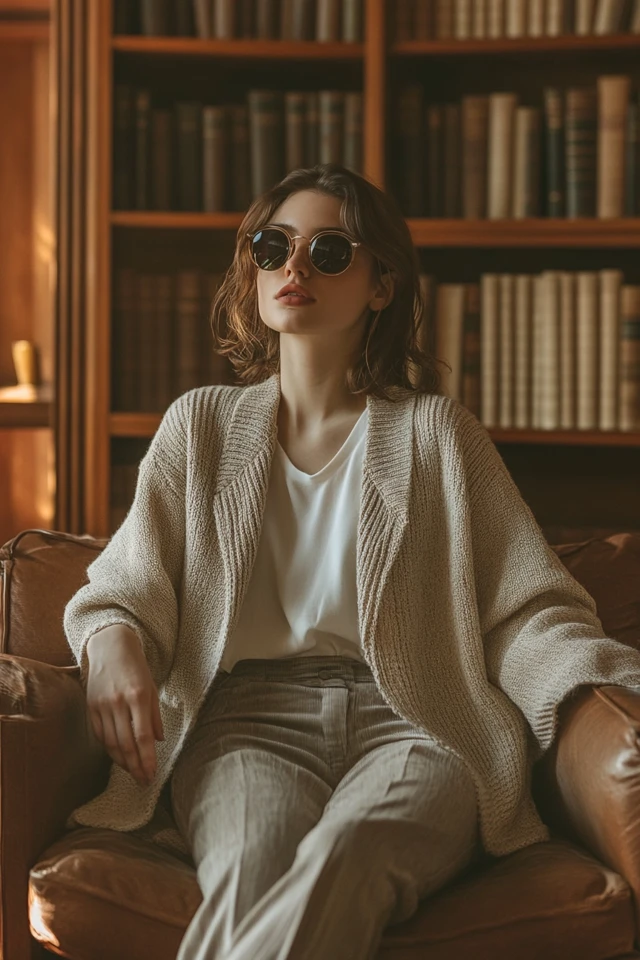 Casual Library Study Styles with Cardigans and Flats: Cozy Chic for Every Study Session - photo 6